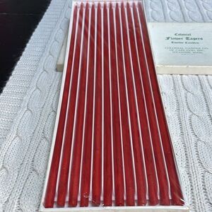 Vtg NIB Red Flower Taper Candles. Colonial Candle Co. Narrow- .25” w x 14.5” h